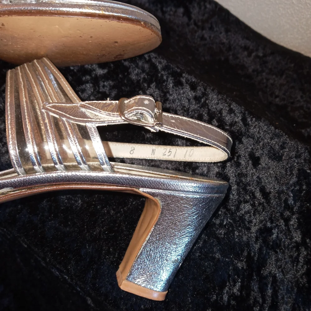 Naturalizer Silver Heels Sandals Strappy